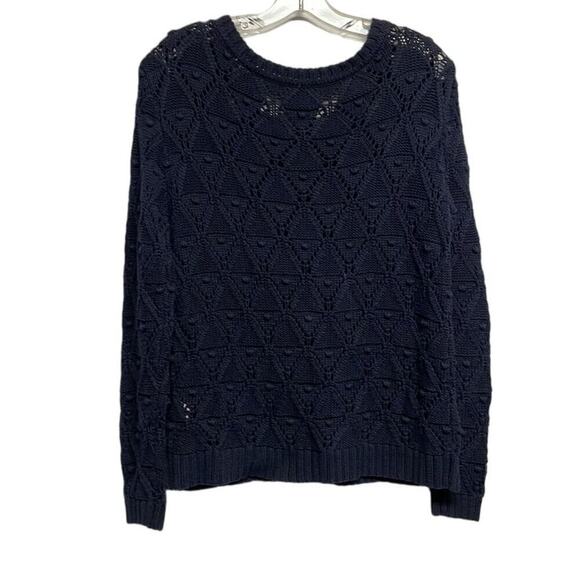 Women's Tommy Hilfiger  Blue Chunky Preppy Fisherman Pullover Sweater Size (M) - Picture 2 of 8